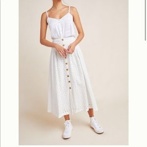 Anthropologie eyelet midi skirt